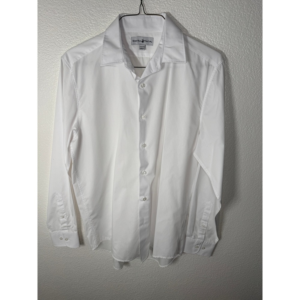 Beverly Hills Polo Club Men's White‎ Dress Shirt Long Sleeve Large 16-16.5